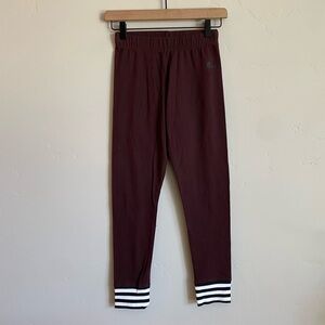 ADIDAS Cotton Maroon Night Red Striped Leg Bands W Cho Leggings